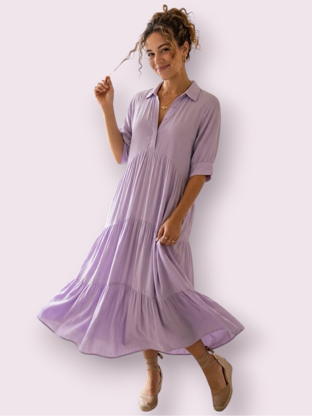 a loves a Tiered Lavender Maxi Dress Size Small